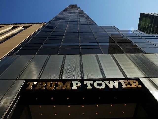 Trump Tower stands along 5th Avenue in Manhattan as police stand guard outside following a