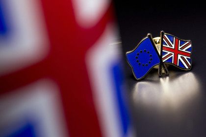 LONDON, UNITED KINGDOM - MARCH 17: In this photo illustration, the European Union and the
