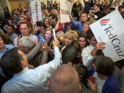 Republican presidential candidate Sen. Ted Cruz (R-TX) greets supporters at a campaign ral