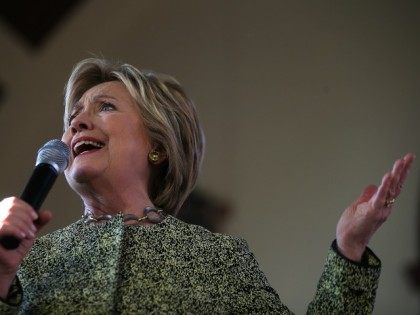 Democratic presidential candidate former Secretary of State Hillary Clinton speaks during