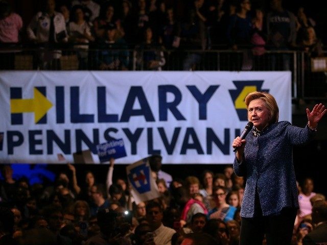 Democratic presidential candidate former Secretary of State Hillary Clinton speaks during