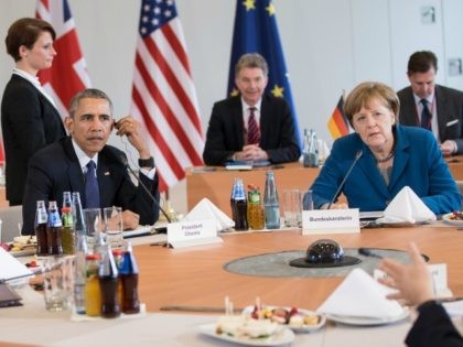 German Chancellor Angela Merkel and President Barack Obama meet with European leaders at H