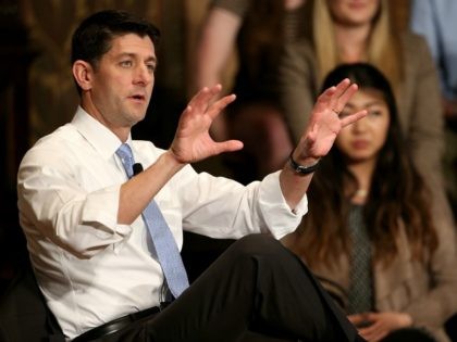 U.S. Speaker of the House Paul Ryan (R-WI) speaks at Georgetown University April 27, 2016 in Washington, DC.