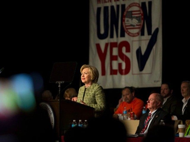 Democratic presidential candidate Hillary Clinton speaks at the Pennsylvania AFL-CIO'