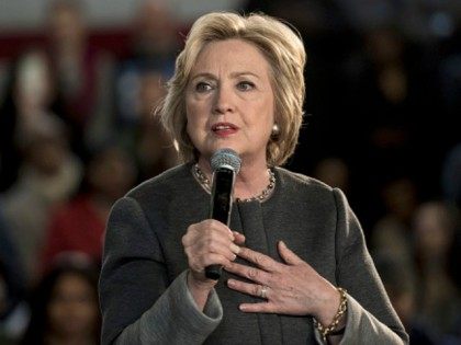 Democratic presidential candidate Hillary Clinton on April 5, 2016 in New York city.