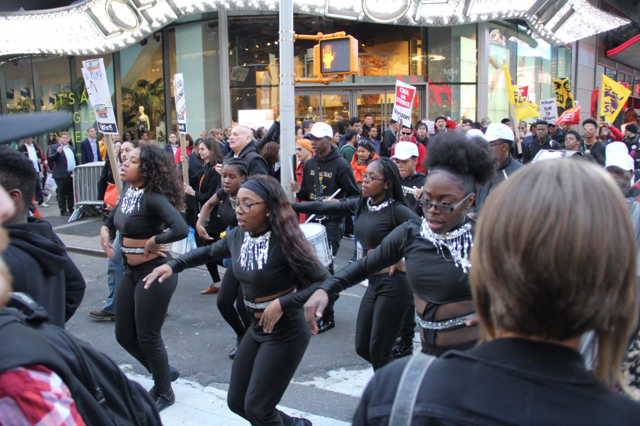 Young women that danced all the way from Time Square to the Grand Hyatt during the march.