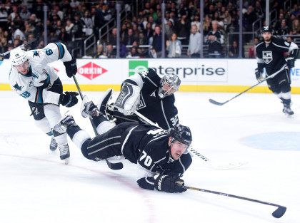 in Game One of the Western Conference Quarterfinals during the 2015 NHL Stanley Cup Playof