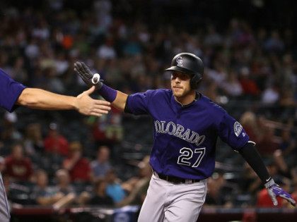 during the MLB game at Chase Field on April 6, 2016 in Phoenix, Arizona.