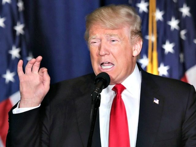 Republican presidential candidate Donald Trump delivers a speech about his vision for foreign policy at the Mayflower Hotel April 27, 2016 in Washington, DC. A real estate billionaire and reality television star, Trump beat his GOP challengers by double digits in Tuesday's presidential primaries in Pennsylvania, Maryland, Deleware, Rhode Island …