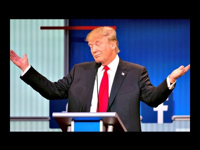 Republican presidential candidate Donald Trump gestures during the first Republican presid