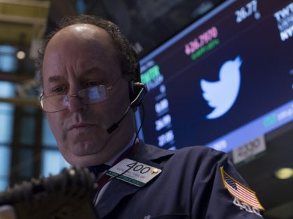 A trader works by the post where Twitter is traded on the floor of the New York Stock Exch