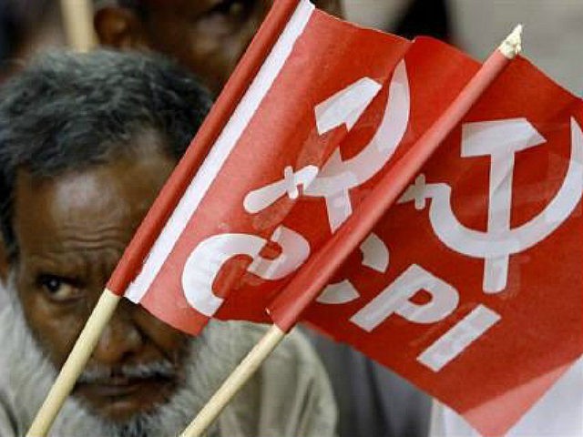 An activist of Communist Party of India (CPI) is seen in New Delhi in this September 5, 20