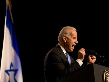 US Vice President Joe Biden gestures during a speech, on March 11, 2010 at the Tel Aviv university, in Israel.