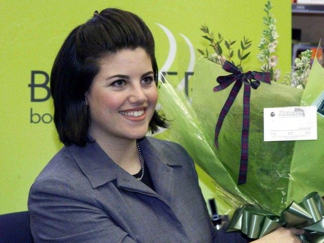 Monica Lewinsky was presented with flowers as she continued to draw crowds, 15 March 1999,