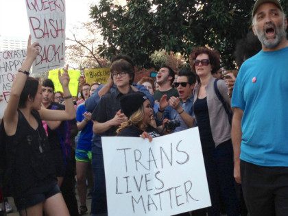 FILE- In this March 24, 2016, file photo, people protest outside the North Carolina Executive Mansion in Raleigh, N.C. A South Carolina proposal to forbid transgender people from using restrooms that correspond to their gender identity is part of a backlash by lawmakers across the historically conservative South. North Carolina …