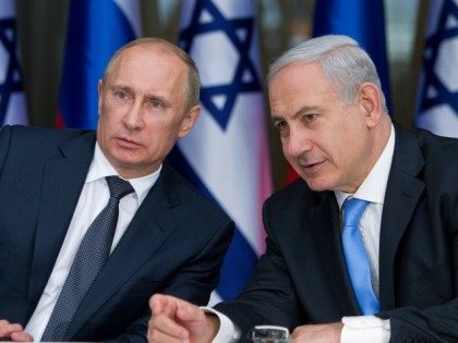 JERUSALEM, ISRAEL - JUNE 25: Russian President Vladimir Putin and Israeli Prime Minister Benjamin Netanyahu attend a press conference at the Israeli leader's Jerusalem residence on June 25, 2012 in Jerusalem, Israel. President Putin is on his first Middle East tour for seven years beginning with a trip to Jerusalem …