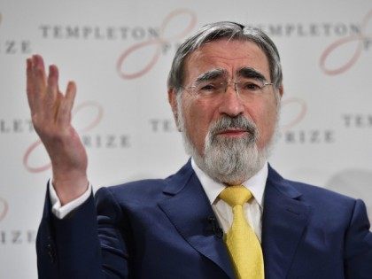 Religious leader and philosopher Rabbi Lord Jonathan Sacks, speaks during a press conference in central London on March 2, 2016. Rabbi Sacks was named the winner of the 2016 Templeton Prize.