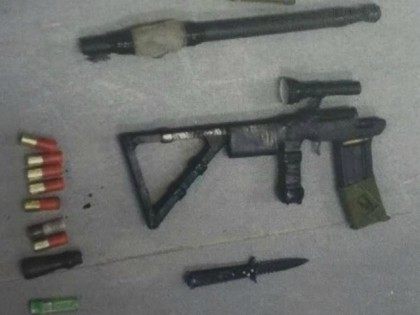 Weapons found on Palestinian suspect who was arrested last month after plotting a shooting attack.