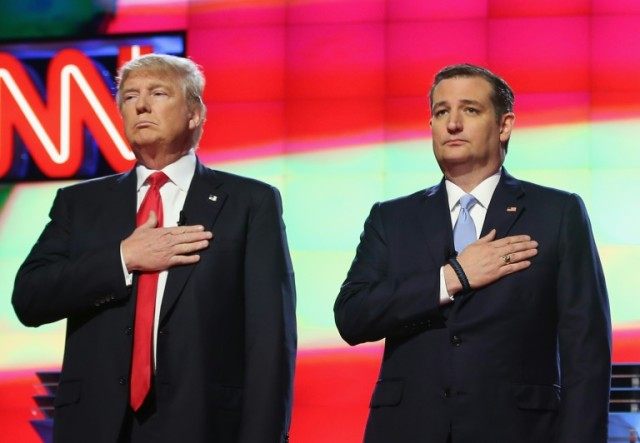 Republican presidential candidates Donald Trump and Ted Cruz are battling for delegates ah