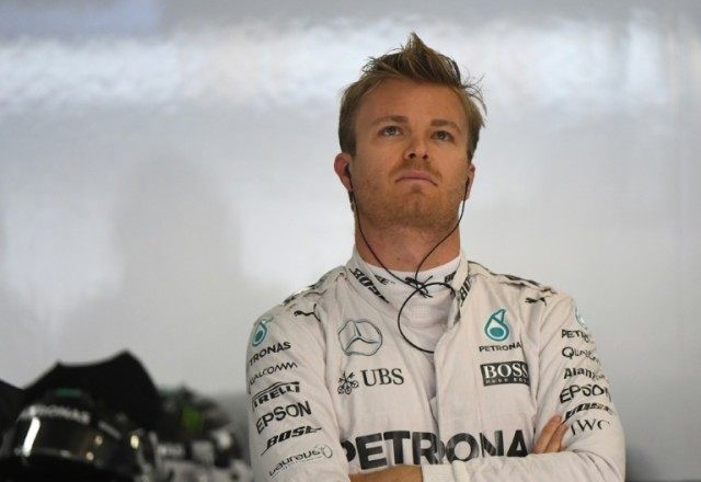 Mercedes driver Nico Rosberg in the pits during the third practice session at the Chinese