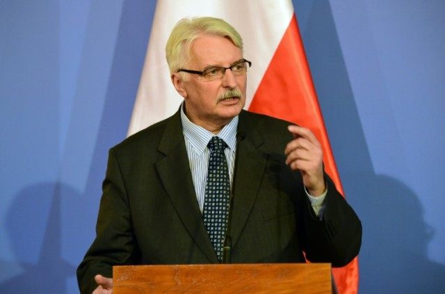 Polish Foreign Minister Witold Waszczykowski answers a journalist's question in the confer
