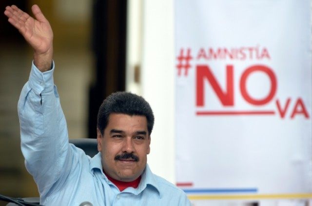 Venezuelan President Nicolas Maduro, seen during a demonstration at Miraflores presidentia