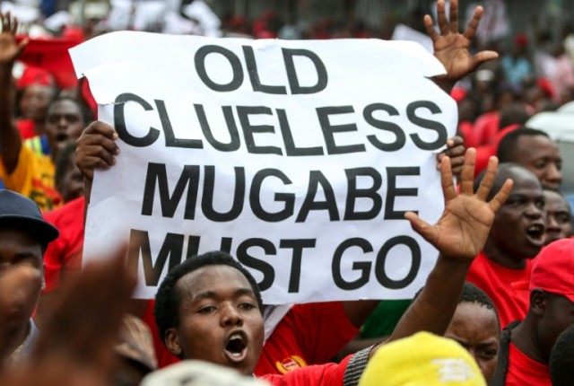 Supporters of Zimbabwe's opposition Movement for Democratic Change (MDC) party protest aga