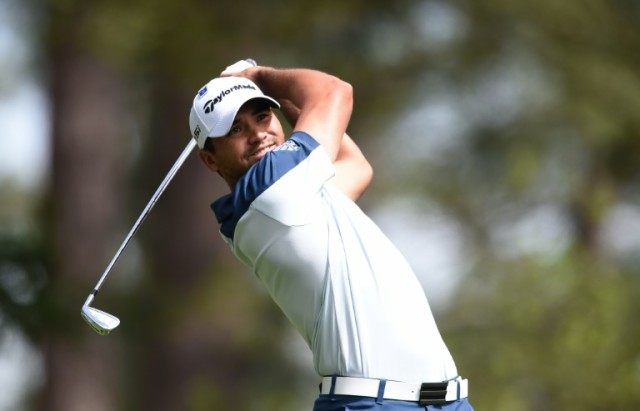 Australia's Jason Day tees off the 4th hole during Round 4 of the 80th Masters Golf Tourna
