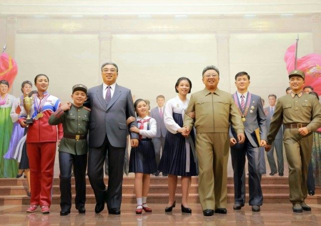 Picture released from North Korea's official Korean Central News Agency shows a display fe
