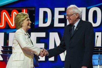 The CNN Democratic Presidential Debate between candidates Hillary Clinton (L) and Bernie S