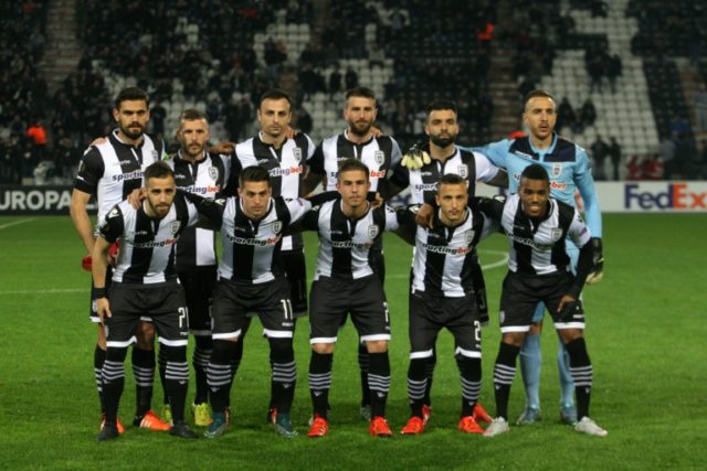 Paok's players pose for a team photo prior to the UEFA Europa League group C football matc