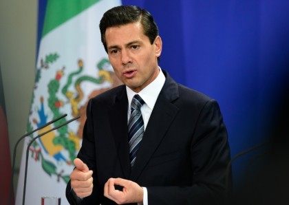 Mexican President Enrique Pena Nieto, pictured at a news conference following talks with German Chancellor Angela Merkel in Berlin on April 12, 2016