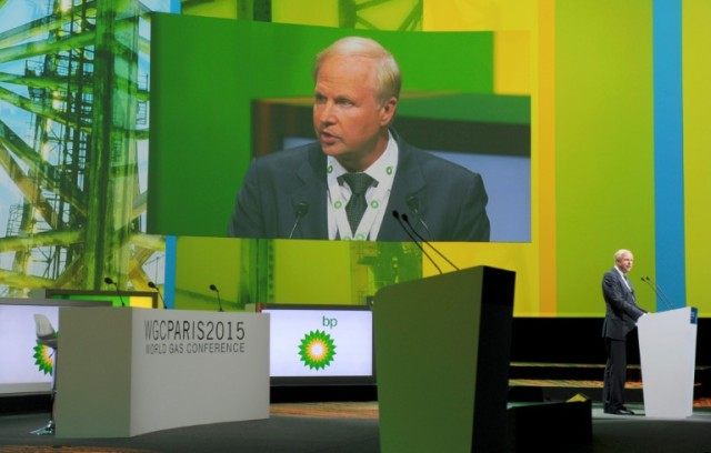 BP chief executive Bob Dudley speaks during the World Gas Conference in Paris on June 2, 2
