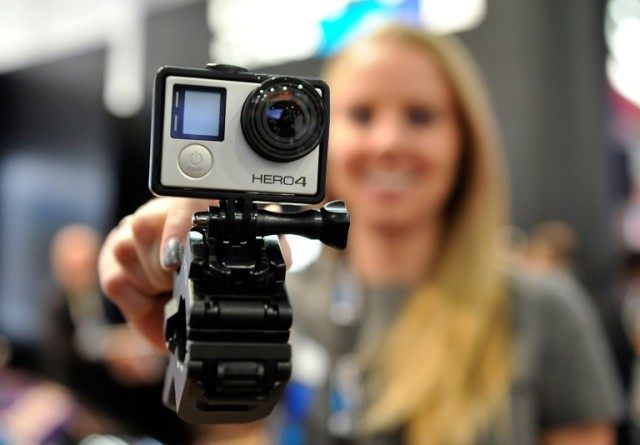 A GoPro Hero 4 camera is displayed at the 2015 International CES on January 6, 2015 in Las