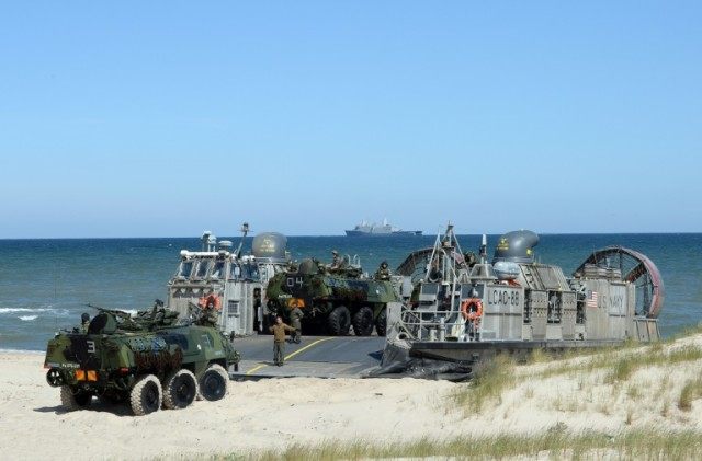 NATO troops make a massive amphibious landing off the coast of Ustka, northern Poland, dur