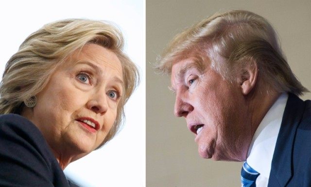 Democratic presidential hopeful Hillary Clinton (left) and Republican hopeful Donald Trump