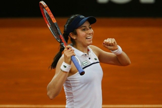 Christina McHale of the US celebrates her win against Australian Sam Stosur at the Fed Cup