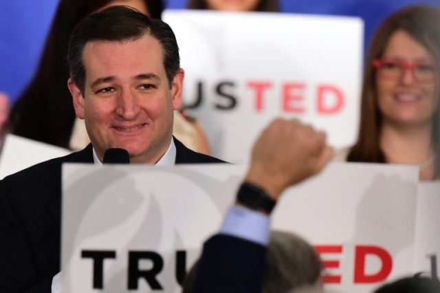 Republican presidential candidate Ted Cruz at a rally in Irvine, California on April 11, 2