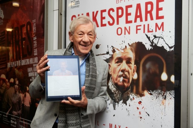British actor Ian McKellen poses for a photograph during a photo call in central London on