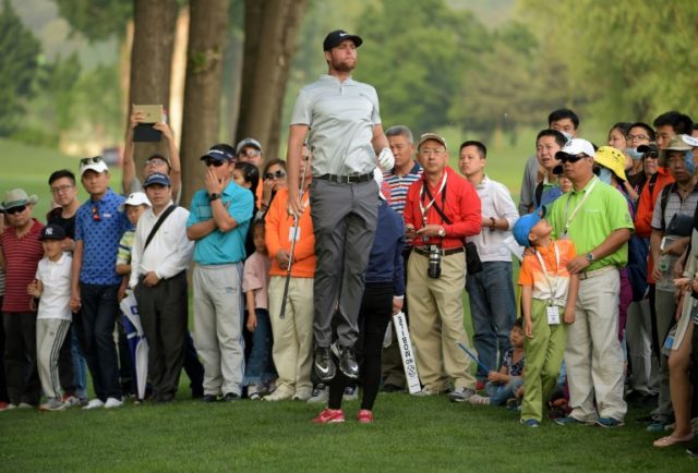 Lucas Bjerregaard of Denmark watches his ball during round three of the Volvo China Open a