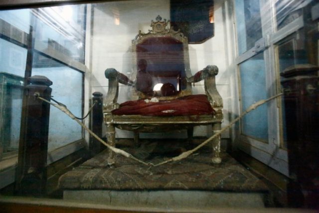 The gold-painted throne of Sultan Ali Dinar, the regioun's last sultan who ruled between 1