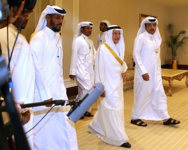 Saudi Arabia's minister of Oil and Mineral Resources Ali al-Naimi (C) arrives for the orga