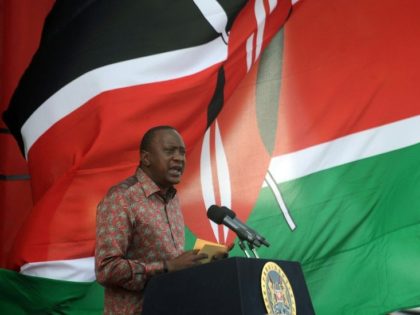 Kenya's President Uhuru Kenyatta delivers a speech during an inter-religious event at the Afraha stadium in Nakuru on April 16, 2016