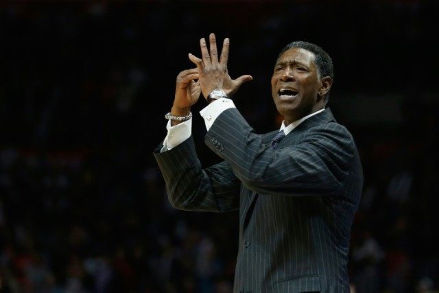 Sam Mitchell, interim coach of the Minnesota Timberwolves, reacts to a call during a NBA g