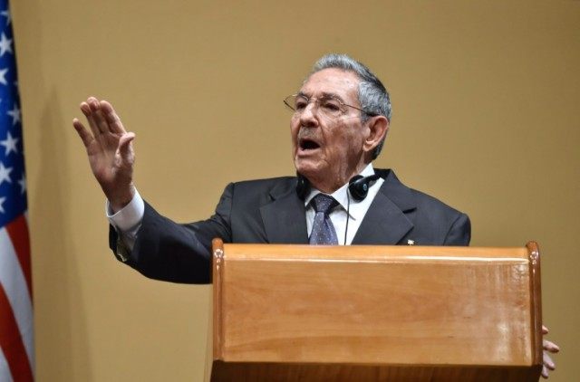 Cuban President Raul Castro pictured during a press conference with US President Barack Ob