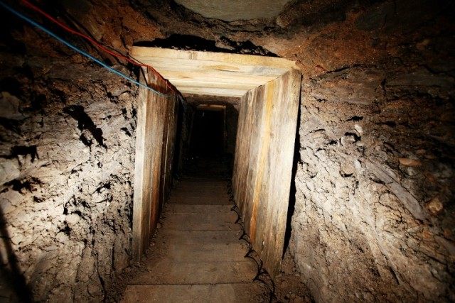 A drug tunnel in Otay Mesa, California discovered on November 30, 2011 and found to run to a small business building in Tijuana, Mexico