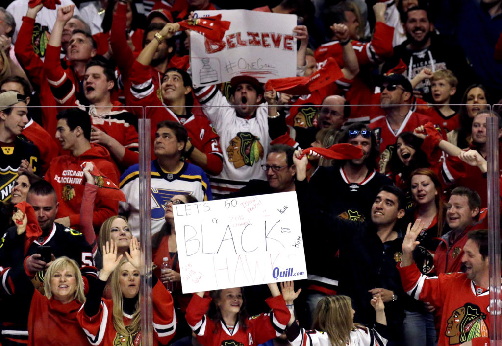 On A Night Of Riots, Blues And Blackhawks Fans Sing National Anthem ...