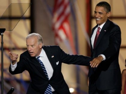 Democratic vice presidential nominee Sen. Joe Biden, D-Del.,points into the crowd as his r