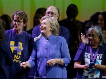 Democratic presidential candidate Hillary Clinton meets with Service Employees Internation