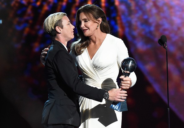 LOS ANGELES, CA - JULY 15: (L-R) USWNT soccer player Abby Wambach presents Caitlyn Jenner